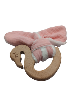 Swan teether natural wood and gaze