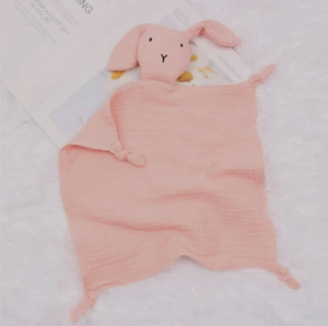 Mon premier doudou plat lapin en coton double gaze naturel, cadeau naissance