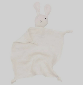 Mon premier doudou plat lapin en coton double gaze naturel, cadeau naissance