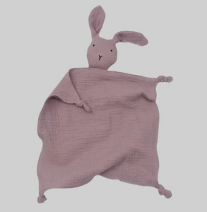 Mon premier doudou plat lapin en coton double gaze naturel, cadeau naissance